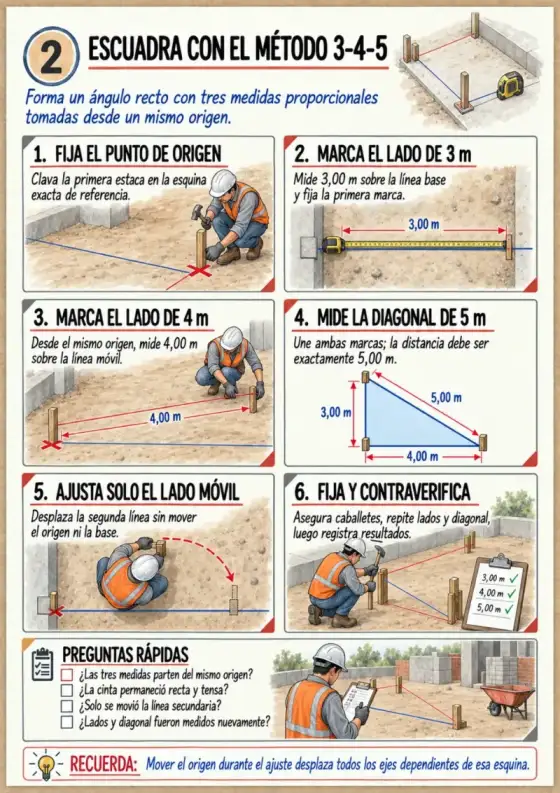 Página real: Escuadra con el método 3-4-5